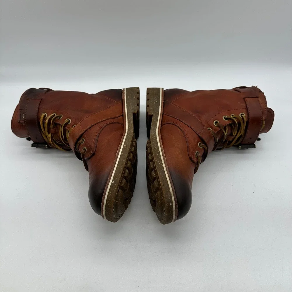 Polo Ralph Lauren Maurice 0862 Men's 9D Brown Buckle Straps Leather Combat Boots